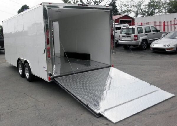 Enclosed Trailer 8.5’x18′ White – Equipment Car Bike Hauler Storage - Image 4