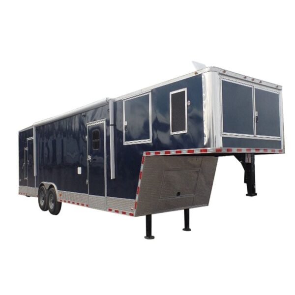 Enclosed 8.5×36′ Custom Indigo Blue Goose-Neck Trailer Storage - Image 12