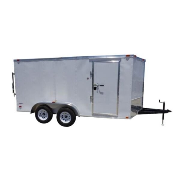 Enclosed Trailer 7’x14′ White – V-Nose Lawn Mower Cargo Trailer Storage