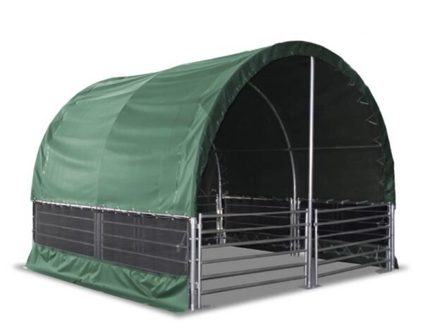 13ft x 13ft x 10ft Livestock Shelter with net sides (Green)