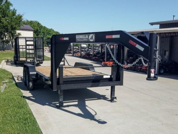 7×16 Gooseneck Equipment Trailer (2) 7K Axles with Stand-Up Ramps - Image 2
