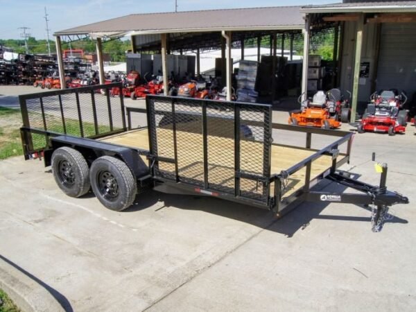 7×14 Utility Trailer with Side Gate and Dbl Brake (2) 3,500lb Axle