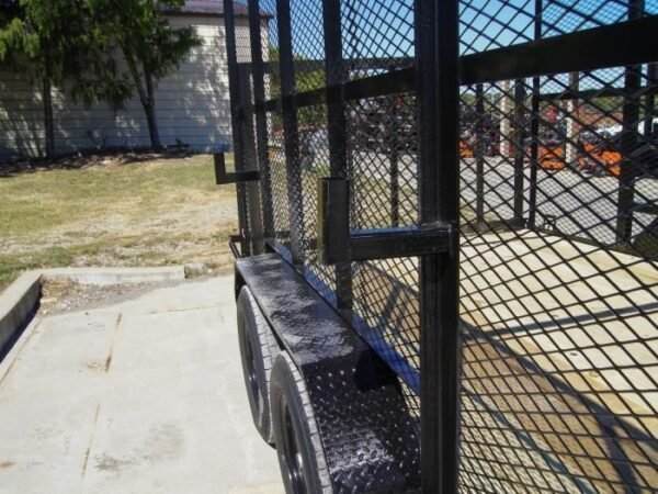 7×16 Tandem Straight Deck Utility Trailer with 6ft Mesh Sides and Ladder Racks