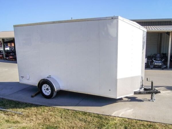 6×14 White Slant Top V-Nose Enclosed Trailer 3,500lb Axle - Image 3