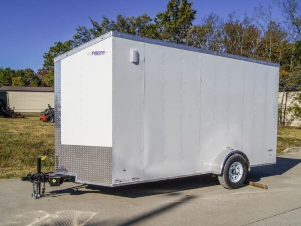 6×14 White Slant Top V-Nose Enclosed Trailer 3,500lb Axle