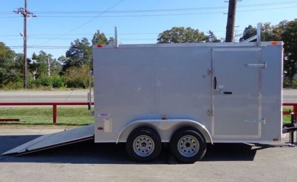Enclosed Trailer 7’x12′ Silver – ATV Cargo Construction Hauler Storage - Image 9