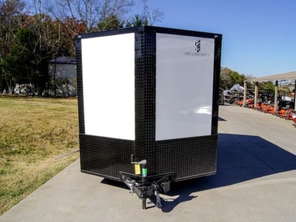 7×14 Enclosed Trailer White V-Nose Blackout Package (2) 3,500lb Axles - Image 2
