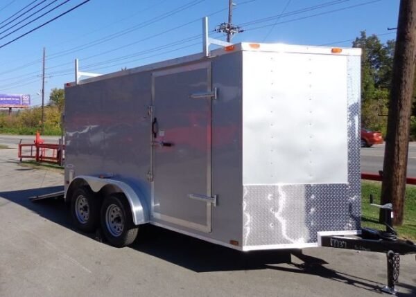 Enclosed Trailer 7’x12′ Silver – ATV Cargo Construction Hauler Storage - Image 4