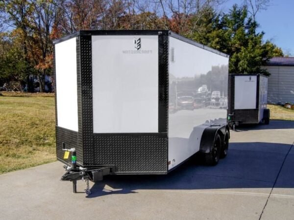 7×14 Enclosed Trailer White V-Nose Blackout Package (2) 3,500lb Axles - Image 3