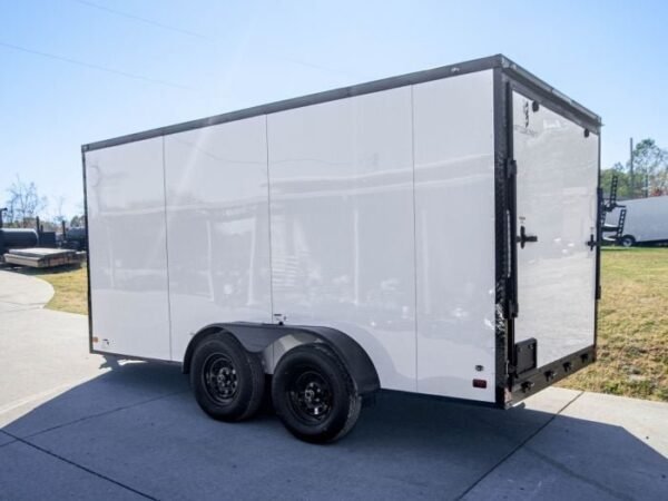 7×14 Enclosed Trailer White V-Nose Blackout Package (2) 3,500lb Axles - Image 5