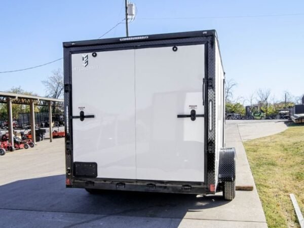 7×14 Enclosed Trailer White V-Nose Blackout Package (2) 3,500lb Axles - Image 6