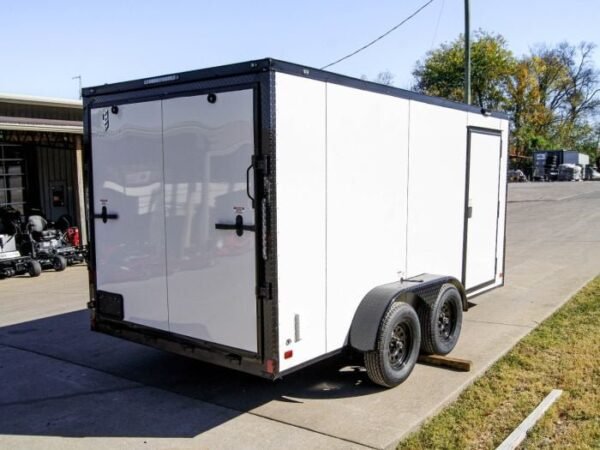 7×14 Enclosed Trailer White V-Nose Blackout Package (2) 3,500lb Axles - Image 7
