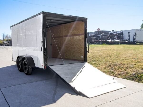7×14 Enclosed Trailer White V-Nose Blackout Package (2) 3,500lb Axles - Image 14