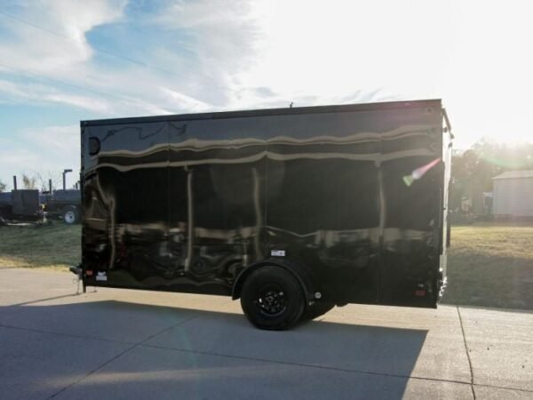 7×14 Enclosed Trailer Black V-Nose Blackout Package 3,500lb Axle Storage - Image 3