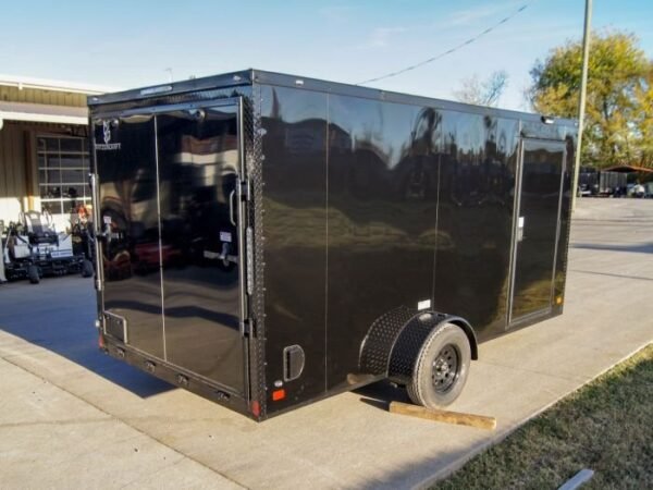 7×14 Enclosed Trailer Black V-Nose Blackout Package 3,500lb Axle Storage - Image 5