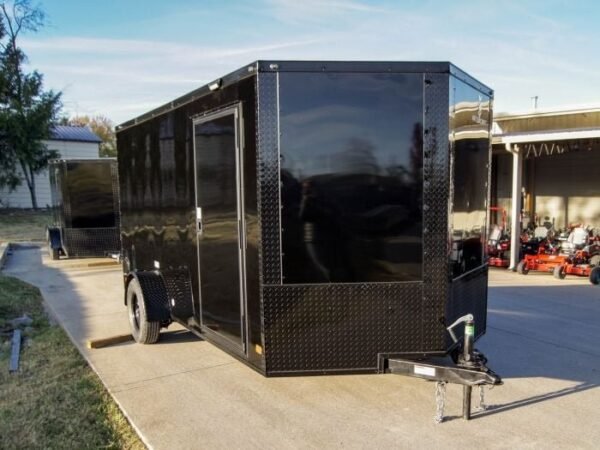 7×14 Enclosed Trailer Black V-Nose Blackout Package 3,500lb Axle Storage - Image 8