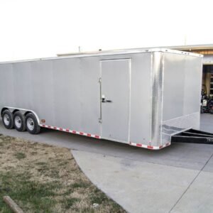 8.5 x 32 Silver Flat Nose Enclosed Trailer with (3) 7K Axles