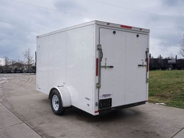 6’x12′ White Enclosed V-Nose Trailer with Diamond Plate Floor Storage - Image 5