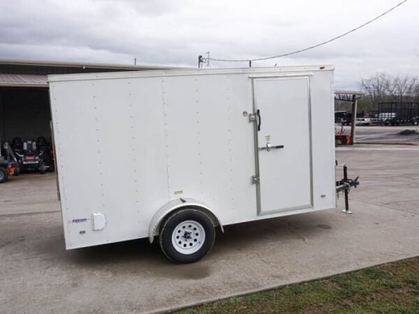 6’x12′ White Enclosed V-Nose Trailer with Diamond Plate Floor Storage - Image 9