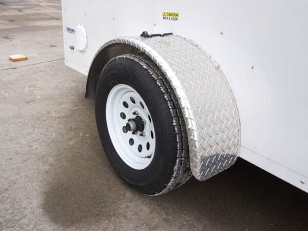 6’x12′ White Enclosed V-Nose Trailer with Diamond Plate Floor Storage - Image 11