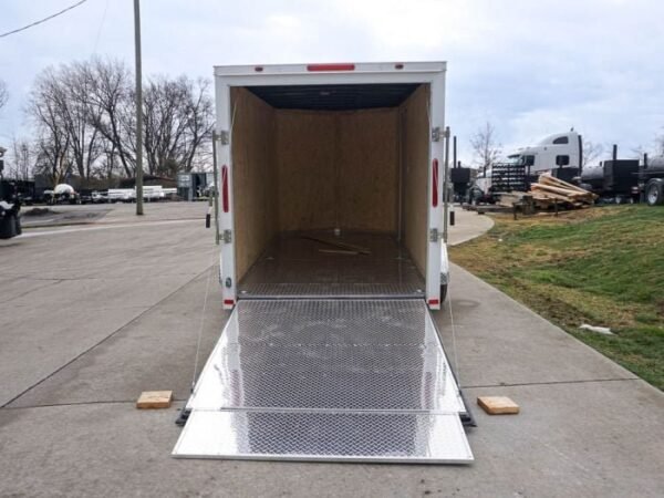 6’x12′ White Enclosed V-Nose Trailer with Diamond Plate Floor Storage - Image 17