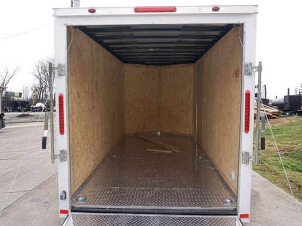 6’x12′ White Enclosed V-Nose Trailer with Diamond Plate Floor Storage - Image 18