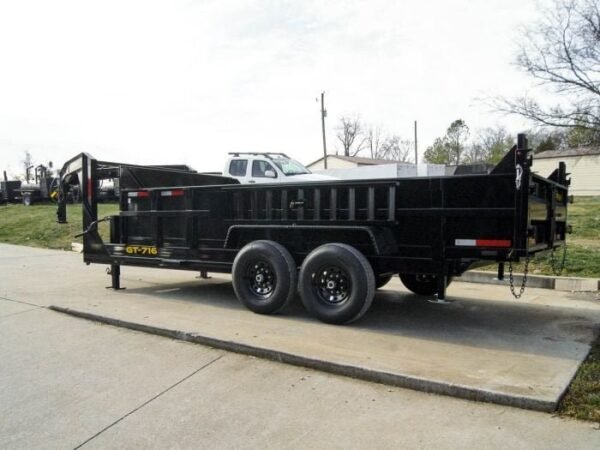 7×16 Gooseneck Telescopic Dump Trailer with 2ft Sides (2) 7K Axles - Image 4