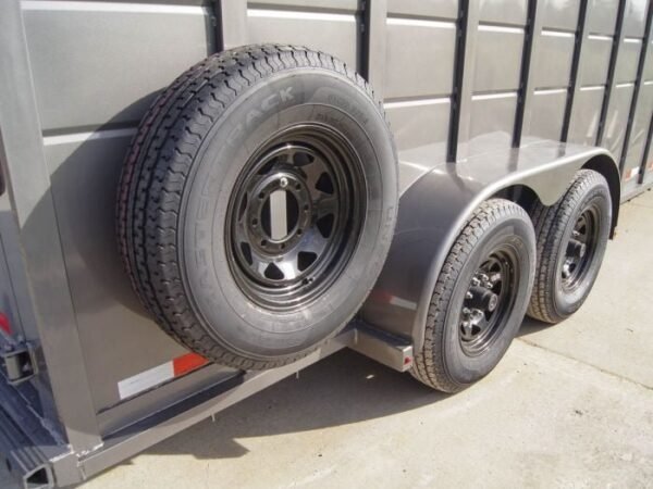 20ft Charcoal Gooseneck Livestock Cattle Trailer (2) 7K Axles - Image 14