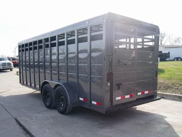 20ft Charcoal Gooseneck Livestock Cattle Trailer (2) 7K Axles - Image 8
