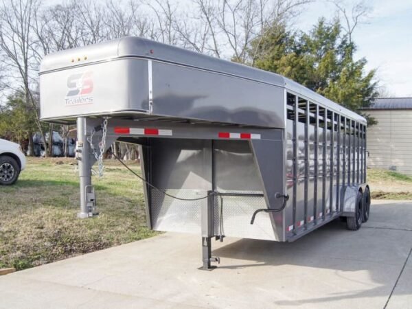 20ft Charcoal Gooseneck Livestock Cattle Trailer (2) 7K Axles - Image 3