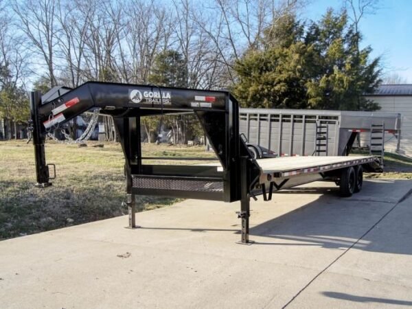 8.5×30 IBeam Gooseneck Deckover Trailer (2) 7K Axles Stand-Up Ramps - Image 3