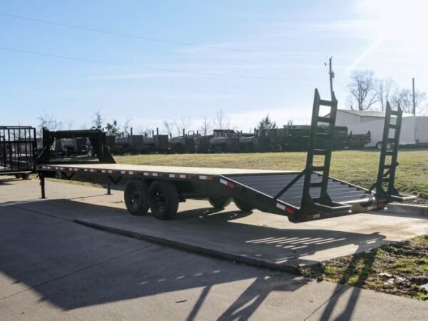 8.5×30 IBeam Gooseneck Deckover Trailer (2) 7K Axles Stand-Up Ramps - Image 5
