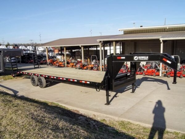 8.5×30 IBeam Gooseneck Deckover Trailer (2) 7K Axles Stand-Up Ramps