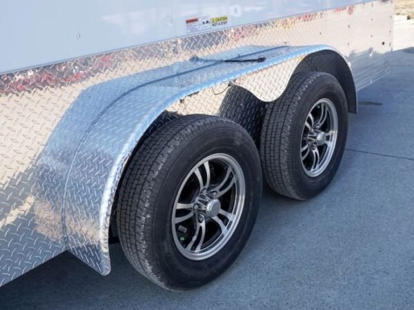 Enclosed Trailer Custom 7’x18′ White Tandem Axle with Ramp and E-Tracks Storage - Image 13