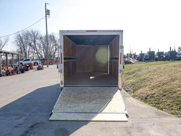 Enclosed Trailer Custom 7’x18′ White Tandem Axle with Ramp and E-Tracks Storage - Image 11