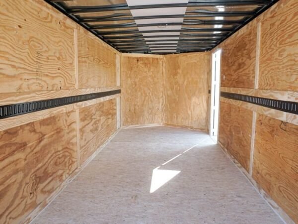 Enclosed Trailer Custom 7’x18′ White Tandem Axle with Ramp and E-Tracks Storage - Image 20