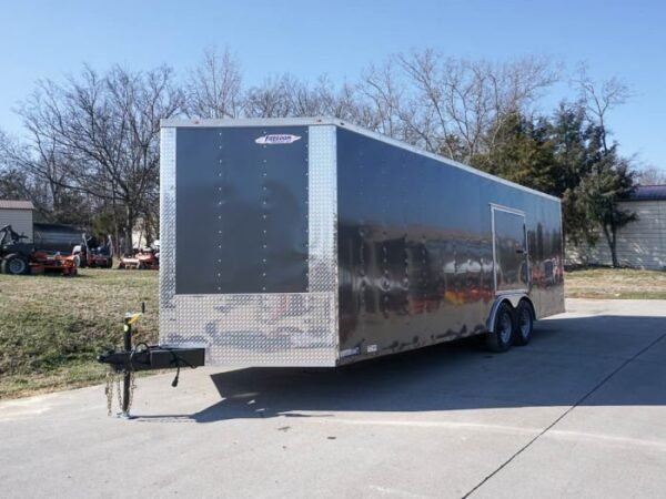 Enclosed Trailer 8.5×24 Tandem Axle Charcoal Gray – Motorcycle Car Hauler Storage