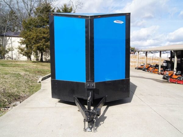 8.5×18 Blue V-Nose Slant Top Enclosed Trailer with Blackout Package - Image 2