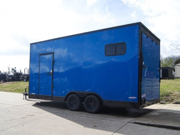 8.5×18 Blue V-Nose Slant Top Enclosed Trailer with Blackout Package - Image 4