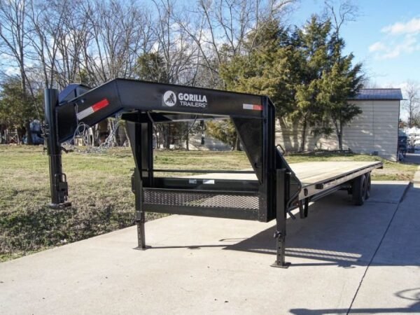 8.5×30 IBeam Gooseneck Straight Deckover Trailer (2) 7K Axles Slide Ramps