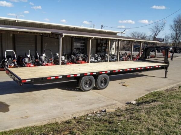 8.5×30 IBeam Gooseneck Straight Deckover Trailer (2) 7K Axles Slide Ramps - Image 3