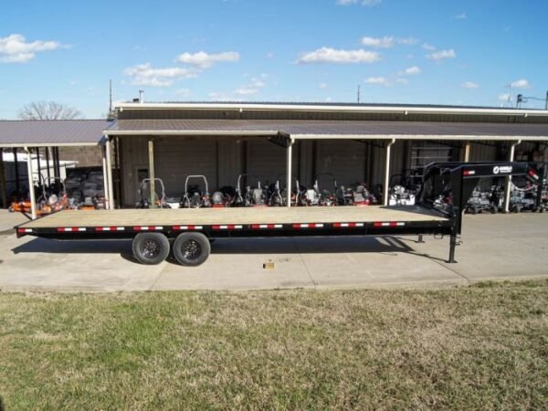 8.5×30 IBeam Gooseneck Straight Deckover Trailer (2) 7K Axles Slide Ramps - Image 2