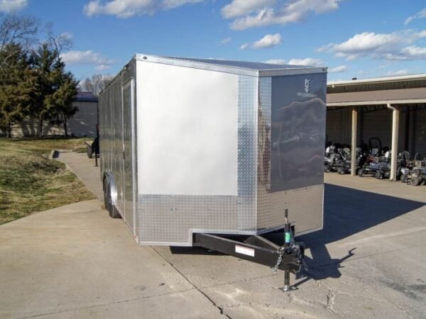 8.5×20 Silver V-Nose Slant Top Enclosed Trailer (2) 5200lb Axles - Image 2