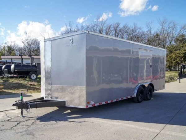 8.5×20 Silver V-Nose Slant Top Enclosed Trailer (2) 5200lb Axles