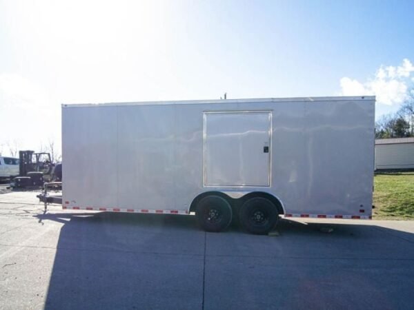 8.5×20 Silver V-Nose Slant Top Enclosed Trailer (2) 5200lb Axles - Image 4