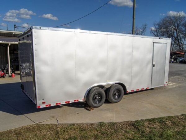 8.5×20 Silver V-Nose Slant Top Enclosed Trailer (2) 5200lb Axles - Image 7