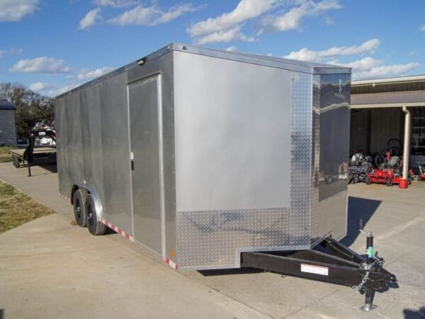 8.5×20 Silver V-Nose Slant Top Enclosed Trailer (2) 5200lb Axles - Image 9