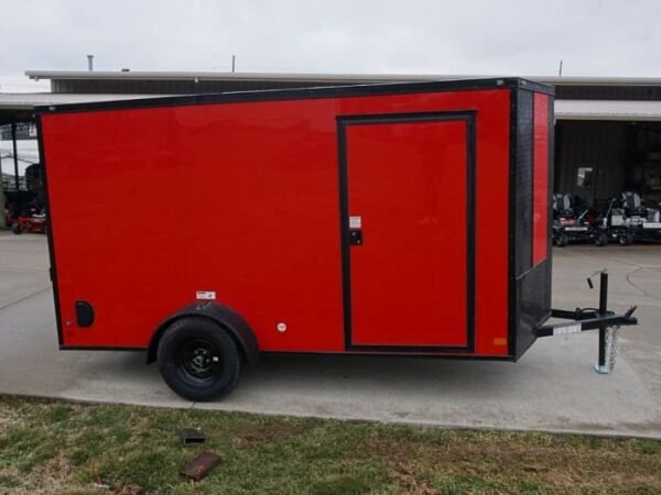 6×12 Enclosed Trailer Red V-Nose Blackout Package 3,500lb Axle Storage - Image 7