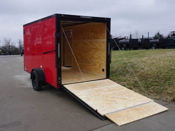 6×12 Enclosed Trailer Red V-Nose Blackout Package 3,500lb Axle Storage - Image 14