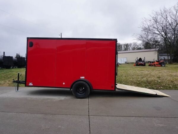 6×12 Enclosed Trailer Red V-Nose Blackout Package 3,500lb Axle Storage - Image 15